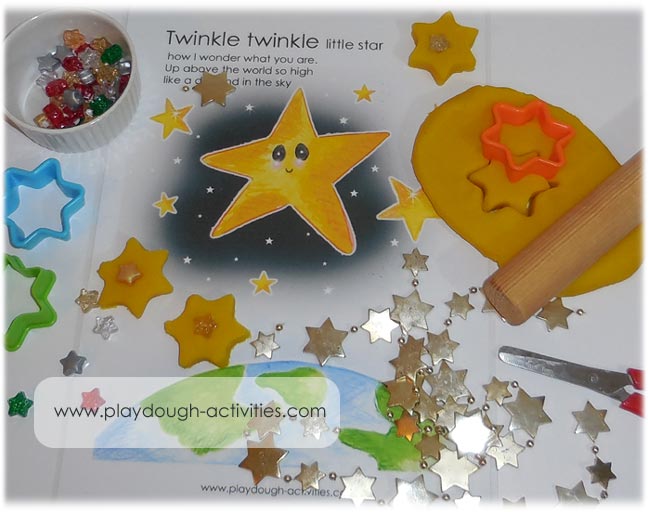Cut stars from dough, decorate with shiny beads and sing-song with the rhyme